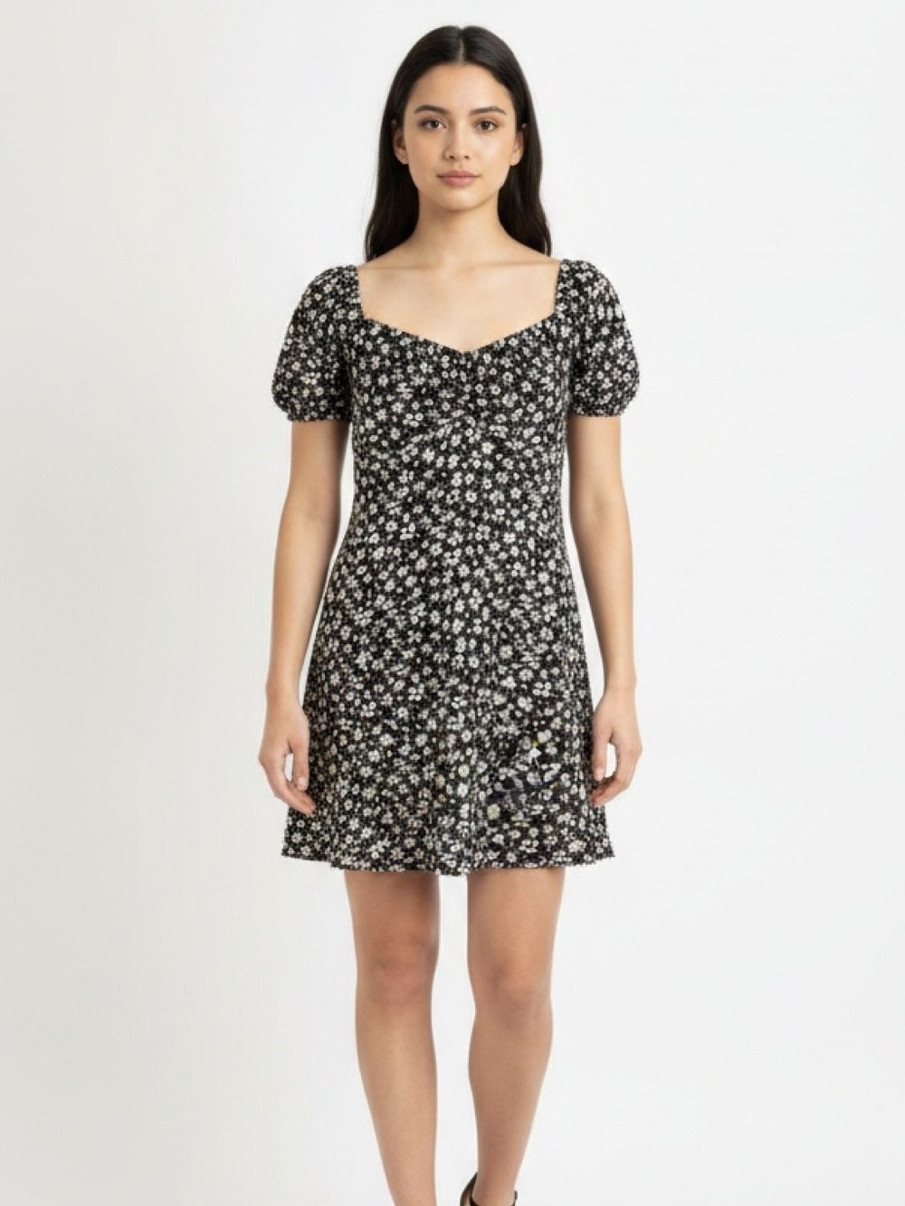 SHEIN Floral Black and White Dress